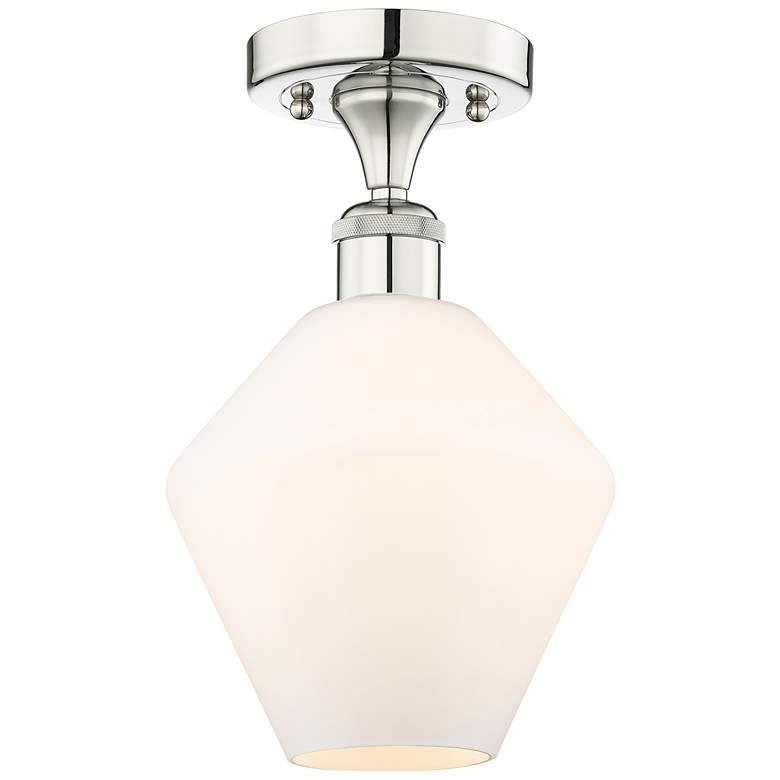 Image 1 Cindyrella 8"W Polished Nickel Semi.Flush Mount w/ Cased White Shade