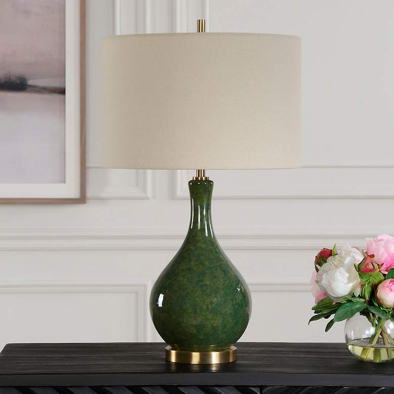 Image 3 Cinnabar Road 23 1/2" High Emerald Green Ceramic Table Lamp more views