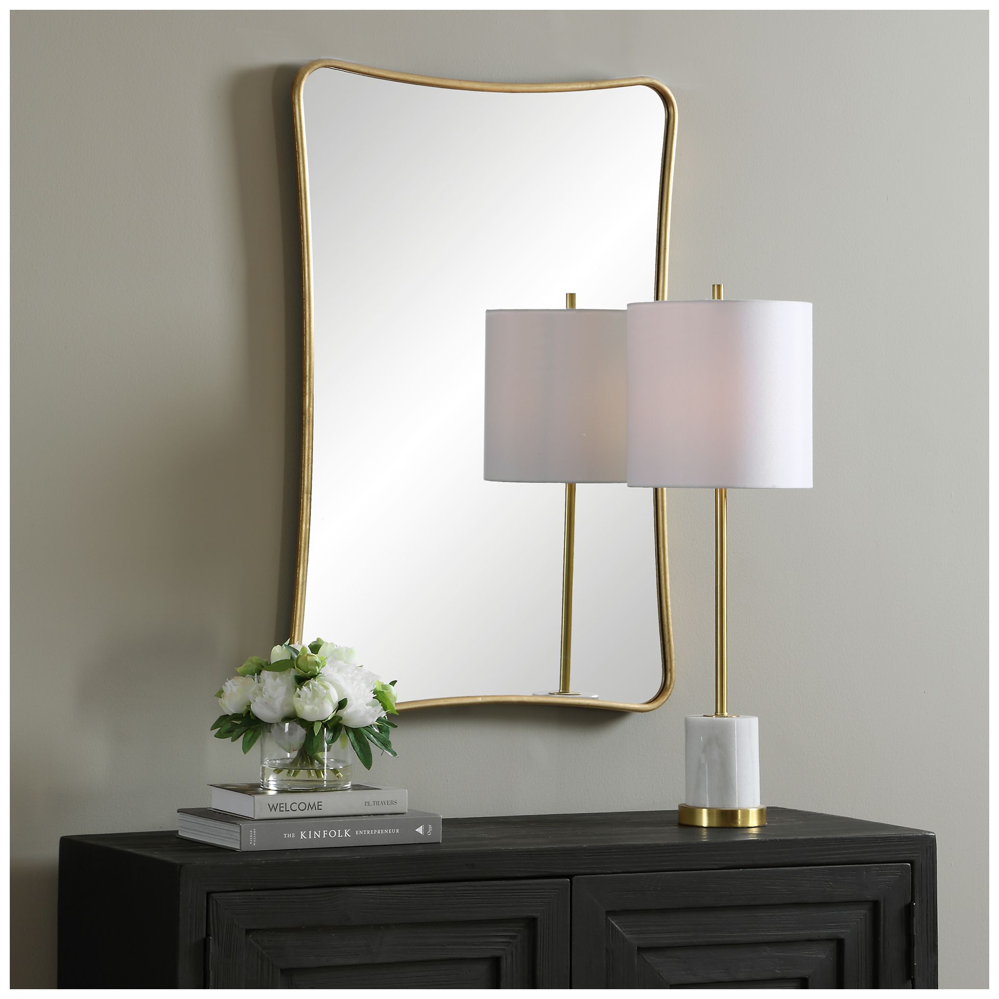 Image 2 Cinnabar Road 24" x 36" Warm Gold Leaf Wall Mirror more views