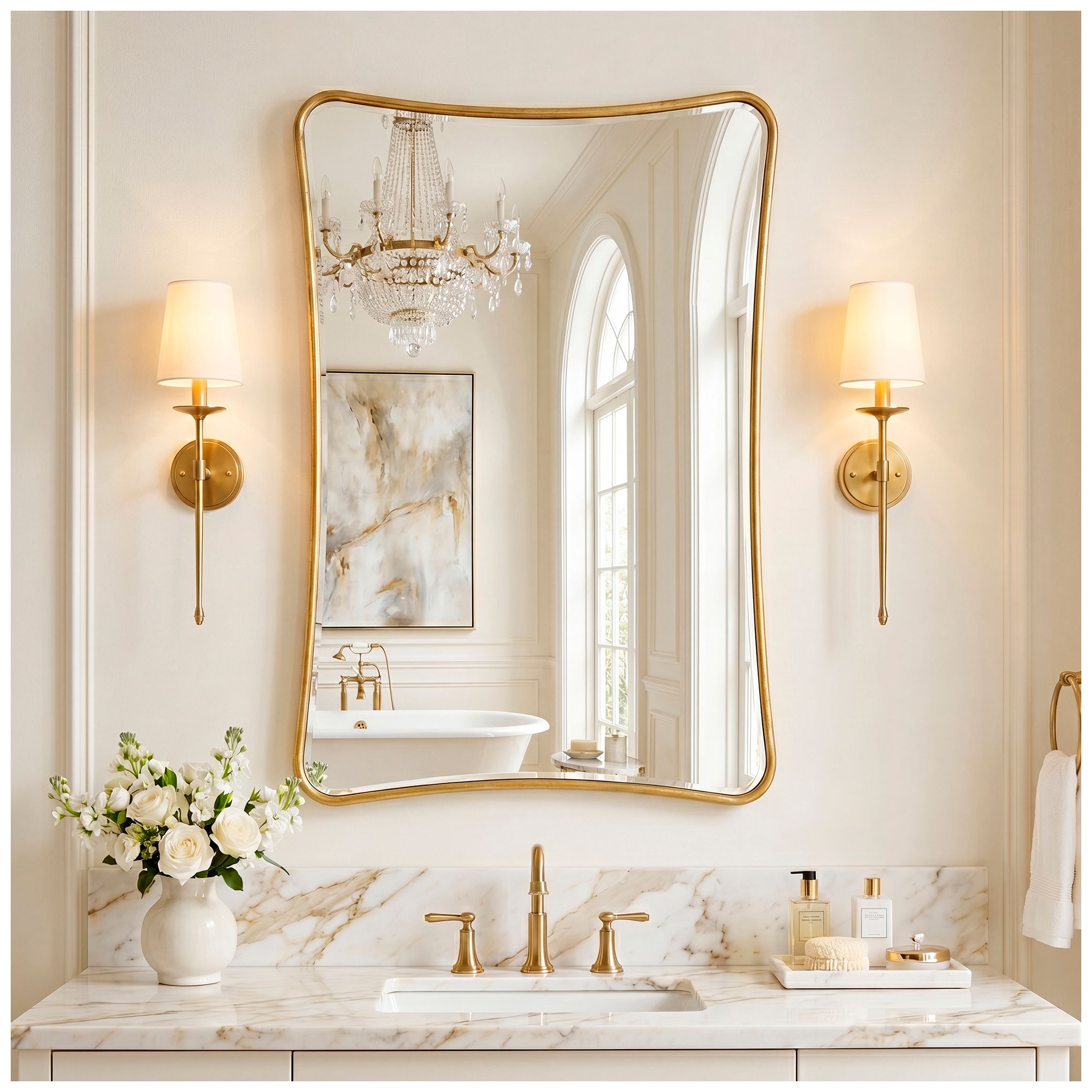 Image 5 Cinnabar Road 24" x 36" Warm Gold Leaf Wall Mirror more views