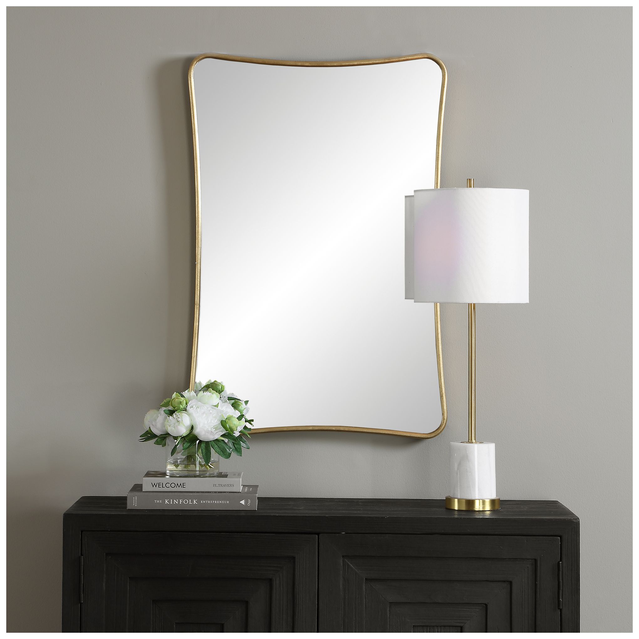 Image 7 Cinnabar Road 24" x 36" Warm Gold Leaf Wall Mirror more views