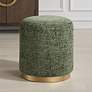 1_Cinnabar Road Alta Forest Green Ottoman w/ Brushed Brass Base