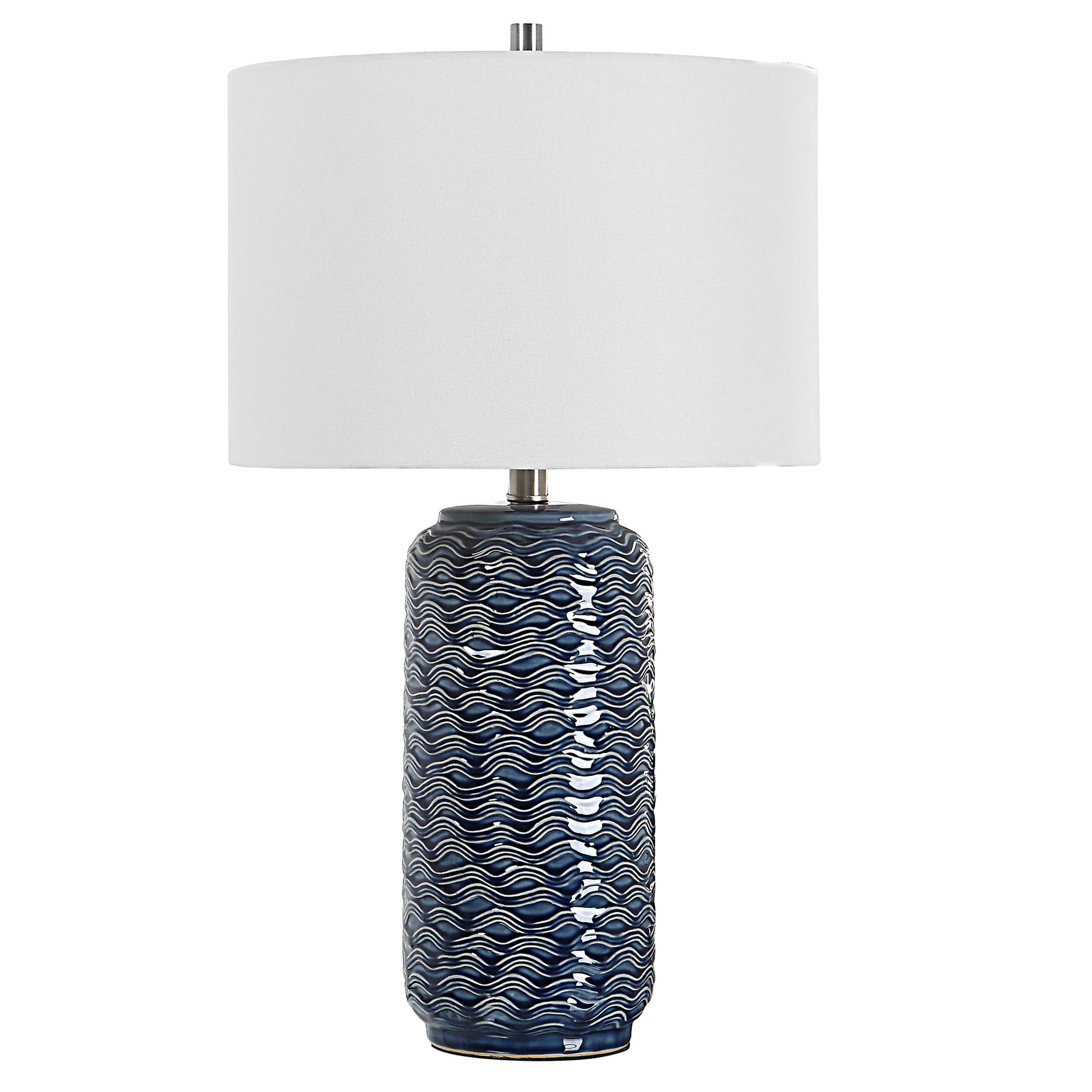 Image 2 Cinnabar Road Ami Blue Wavy Ceramic Table Lamp