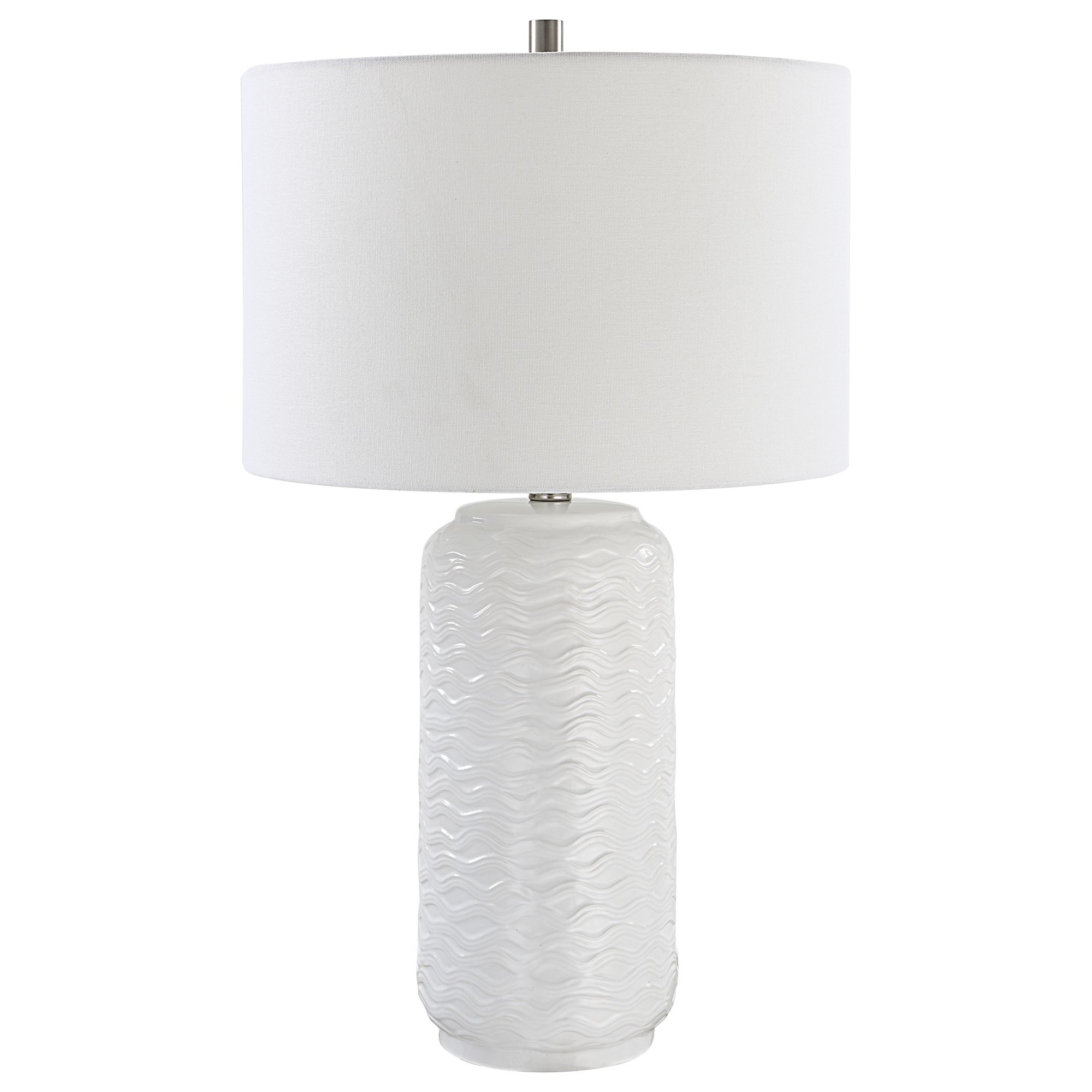 Image 2 Cinnabar Road Ami White Wavy Ceramic Table Lamp