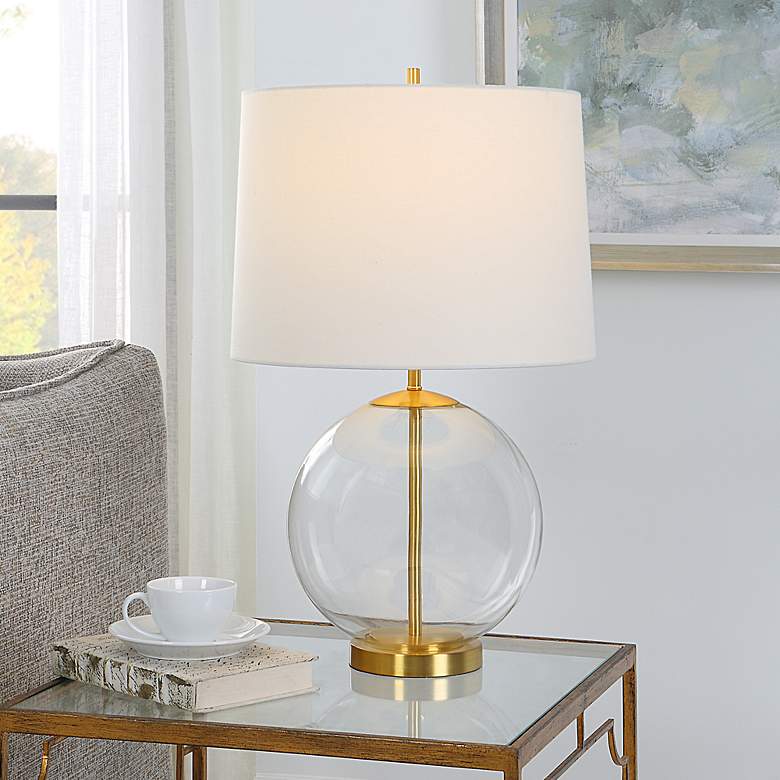 Image 1 Cinnabar Road Aransas Clear Glass and Gold Accent Table Lamp