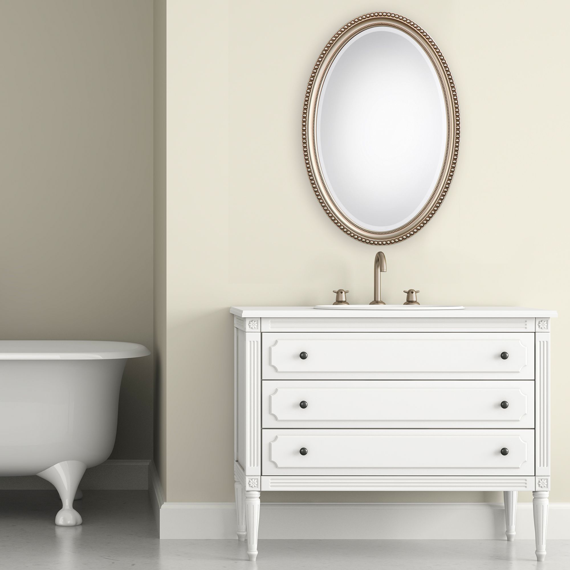 Image 3 Cinnabar Road Arden Metallic Silver 22" x 32" Oval Wall Mirror more views