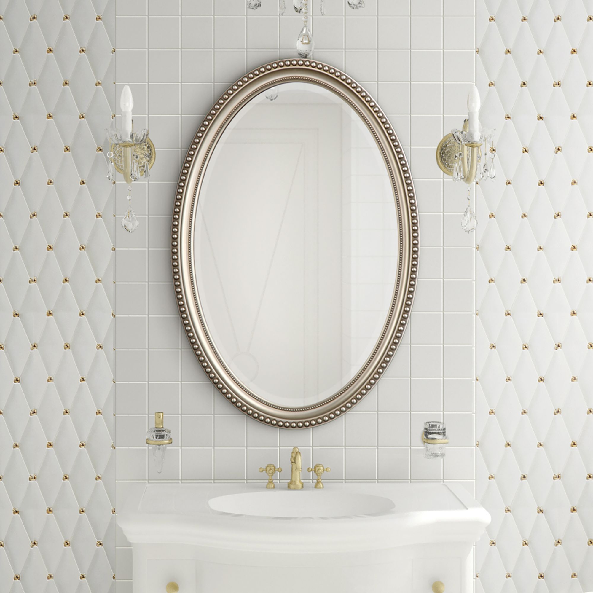 Image 7 Cinnabar Road Arden Metallic Silver 22" x 32" Oval Wall Mirror more views