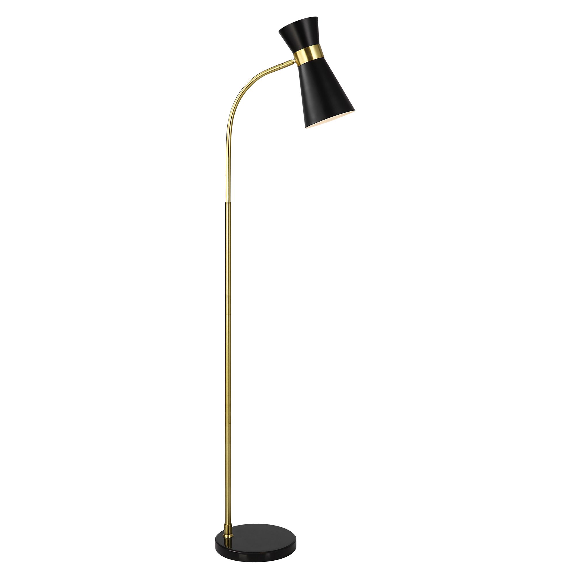 Cinnabar Road Astraea Gold and Black Arc Floor Lamp