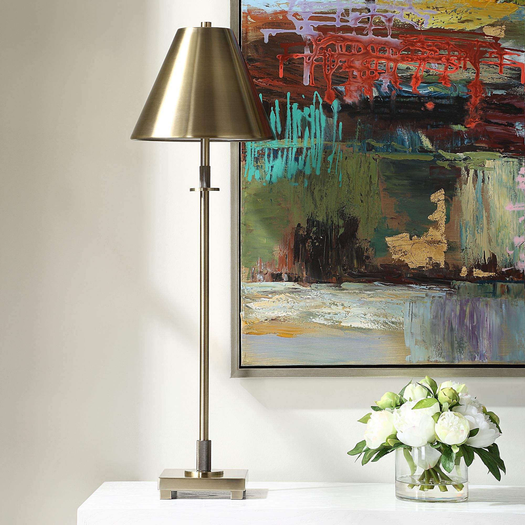 Image 3 Cinnabar Road Athens Antique Brass Buffet Table Lamp more views