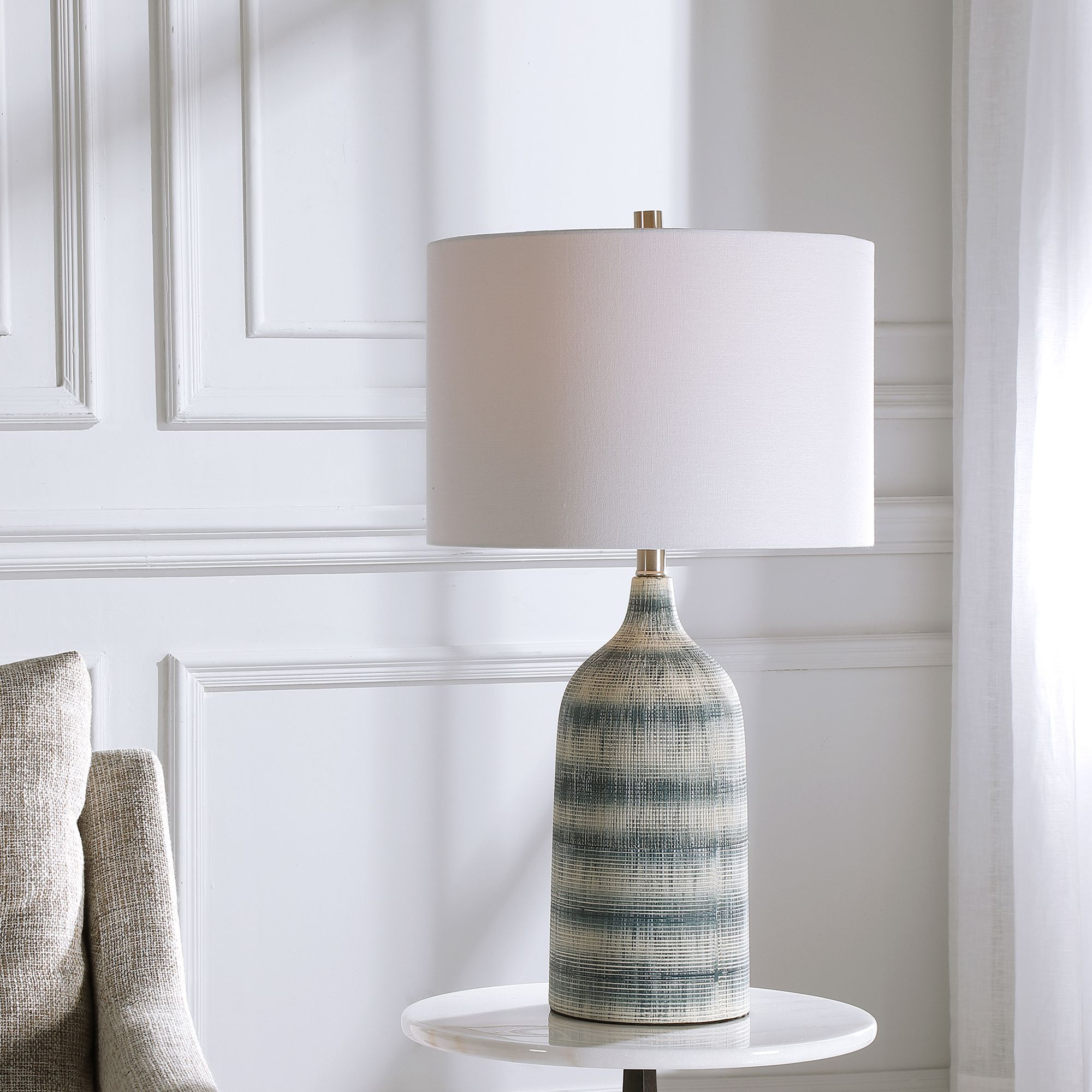 Image Cinnabar Road Austin Blue and White Ceramic Table Lamp