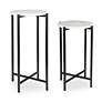 2_Cinnabar Road Ava Black and White Marble Accent Tables Set of 2