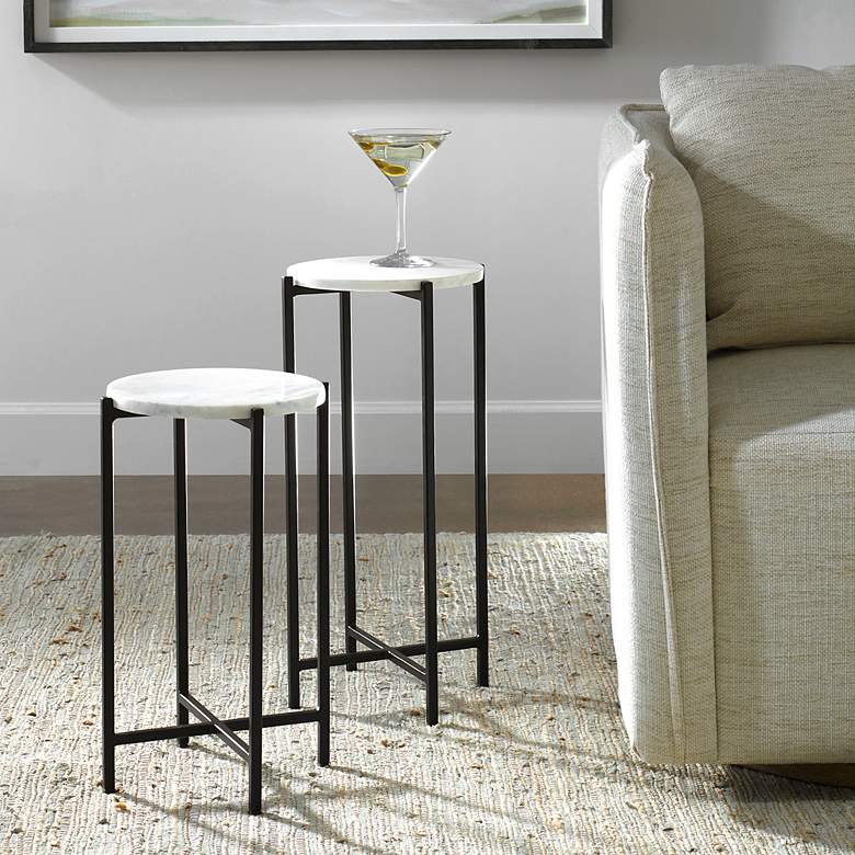 Image 1 Cinnabar Road Ava Black and White Marble Accent Tables Set of 2