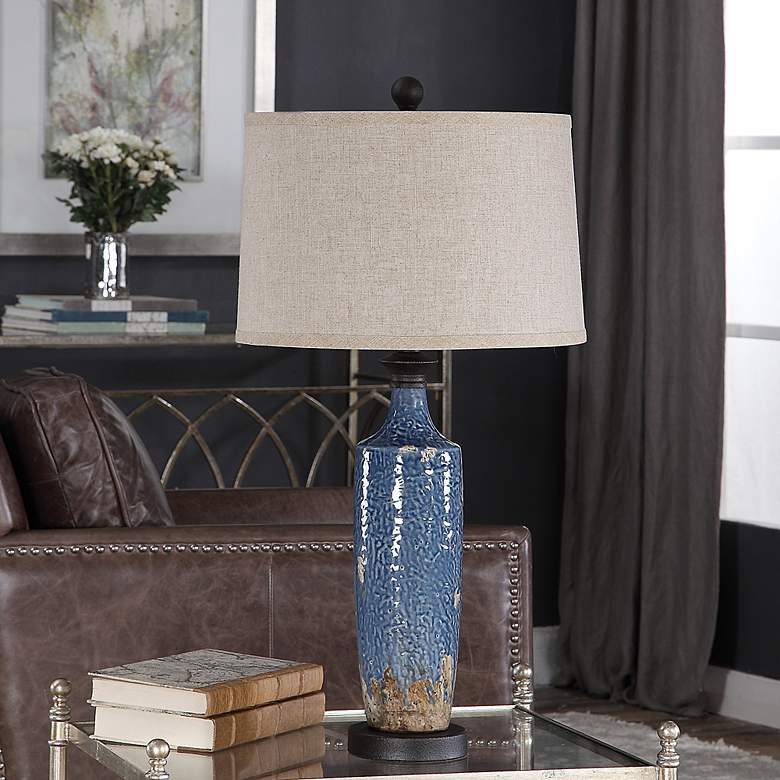 Image 1 Cinnabar Road Azure Skies Blue Ceramic Table Lamp