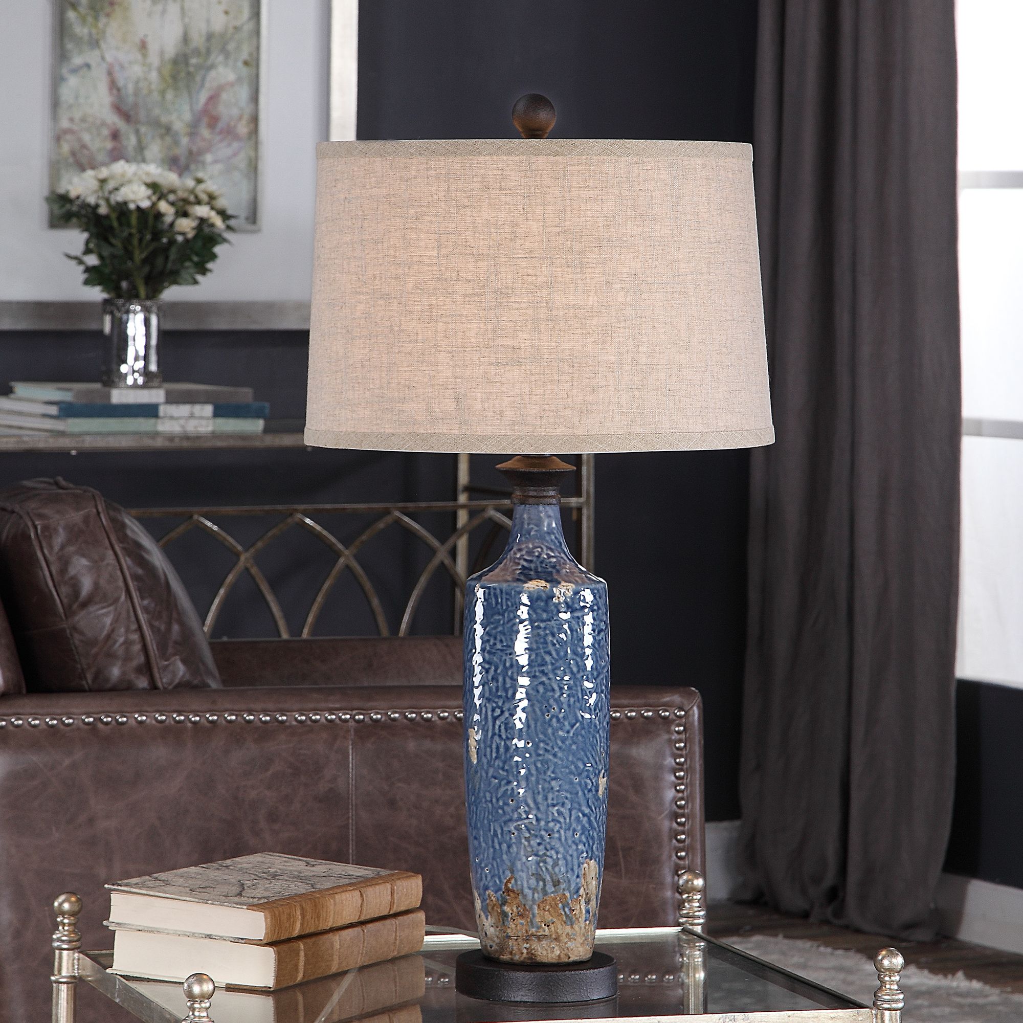 Thumbnail3 of Cinnabar Road Azure Skies Blue Ceramic Table Lamp more views