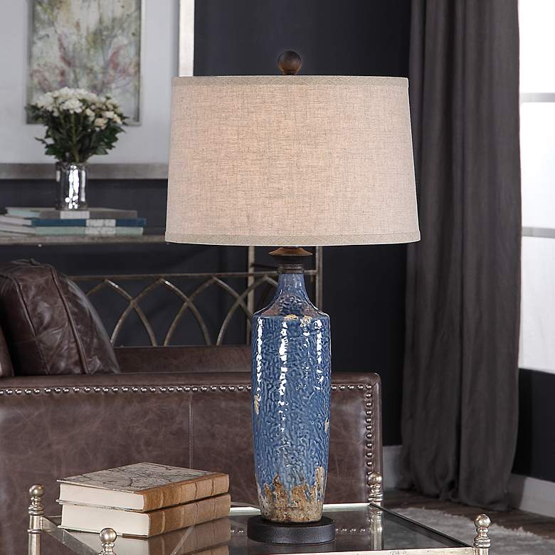 Image 3 Cinnabar Road Azure Skies Blue Ceramic Table Lamp more views