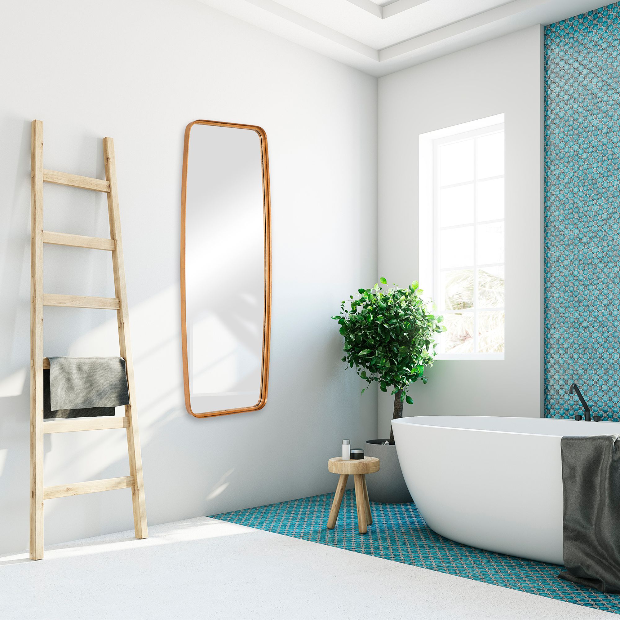 Image 4 Cinnabar Road Bidwell Gold Leaf 21" x 60" Wall/Floor Mirror more views