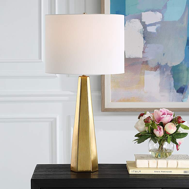 Image 1 Cinnabar Road Bishop Gold Ceramic Table Lamp