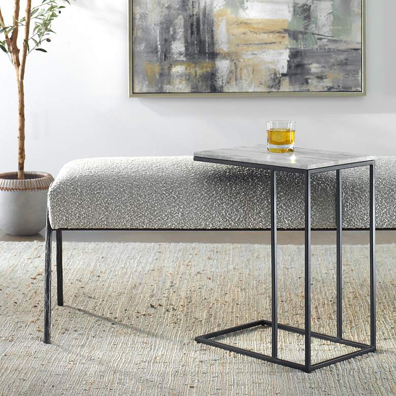 Image 3 Cinnabar Road Calhoun 23"W Black and White Marble Accent Table more views