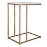 4_Cinnabar Road Calhoun 23"W Brass and White Marble Accent Table more views