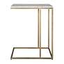 6_Cinnabar Road Calhoun 23"W Brass and White Marble Accent Table more views