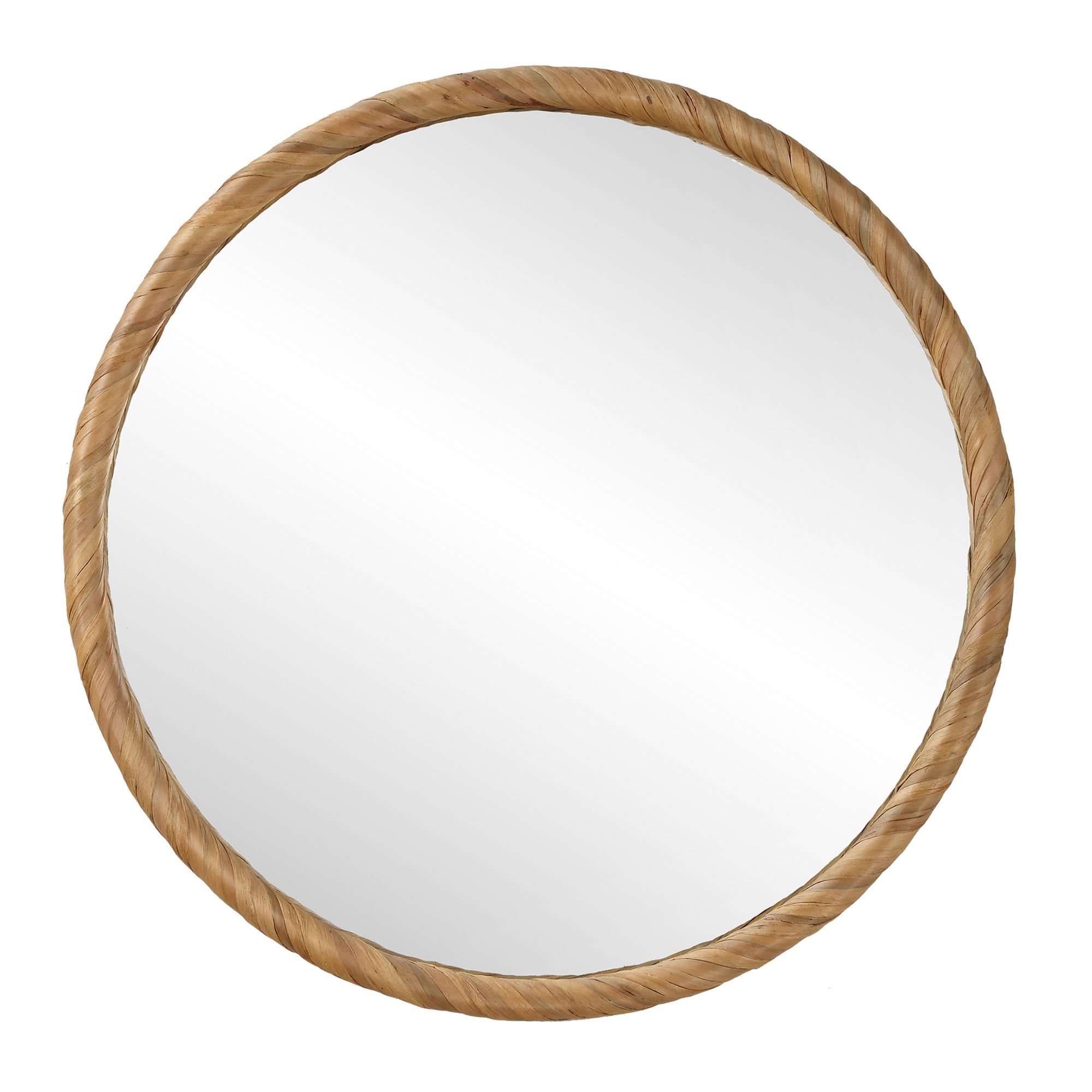 Cinnabar Road Calliope Seagrass 31 3/4" Round Wall Mirror