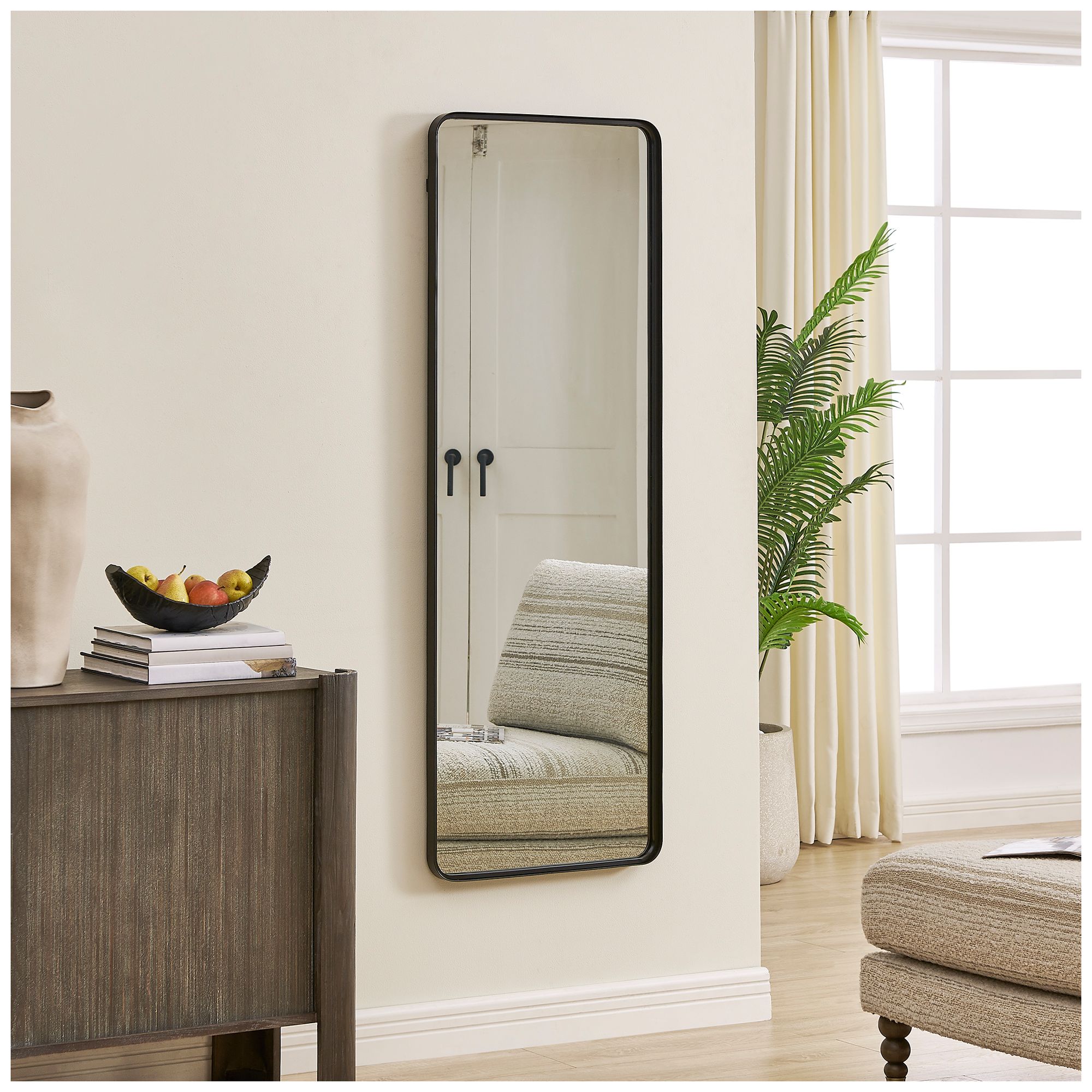Image 3 Cinnabar Road Clara 21" x 59" Black Metal Framed Mirror more views