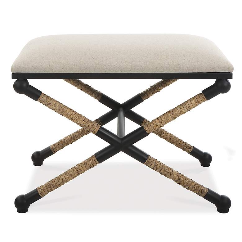 Image 2 Cinnabar Road Clara 24"W Neutral Oatmeal Cotton Fabric Bench