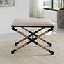 3_Cinnabar Road Clara 24"W Neutral Oatmeal Cotton Fabric Bench more views