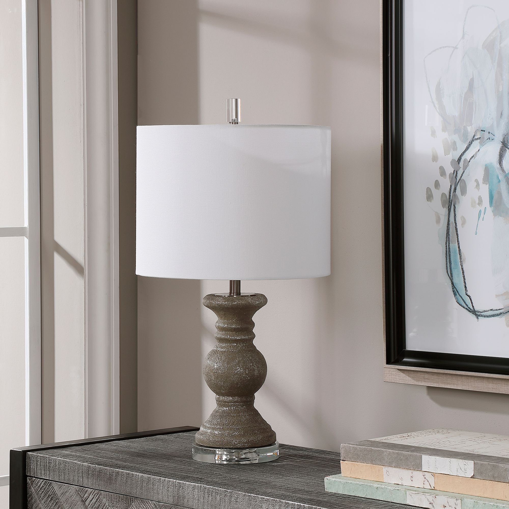 Image 3 Cinnabar Road Clifton Stone Gray Ceramic Table Lamp more views