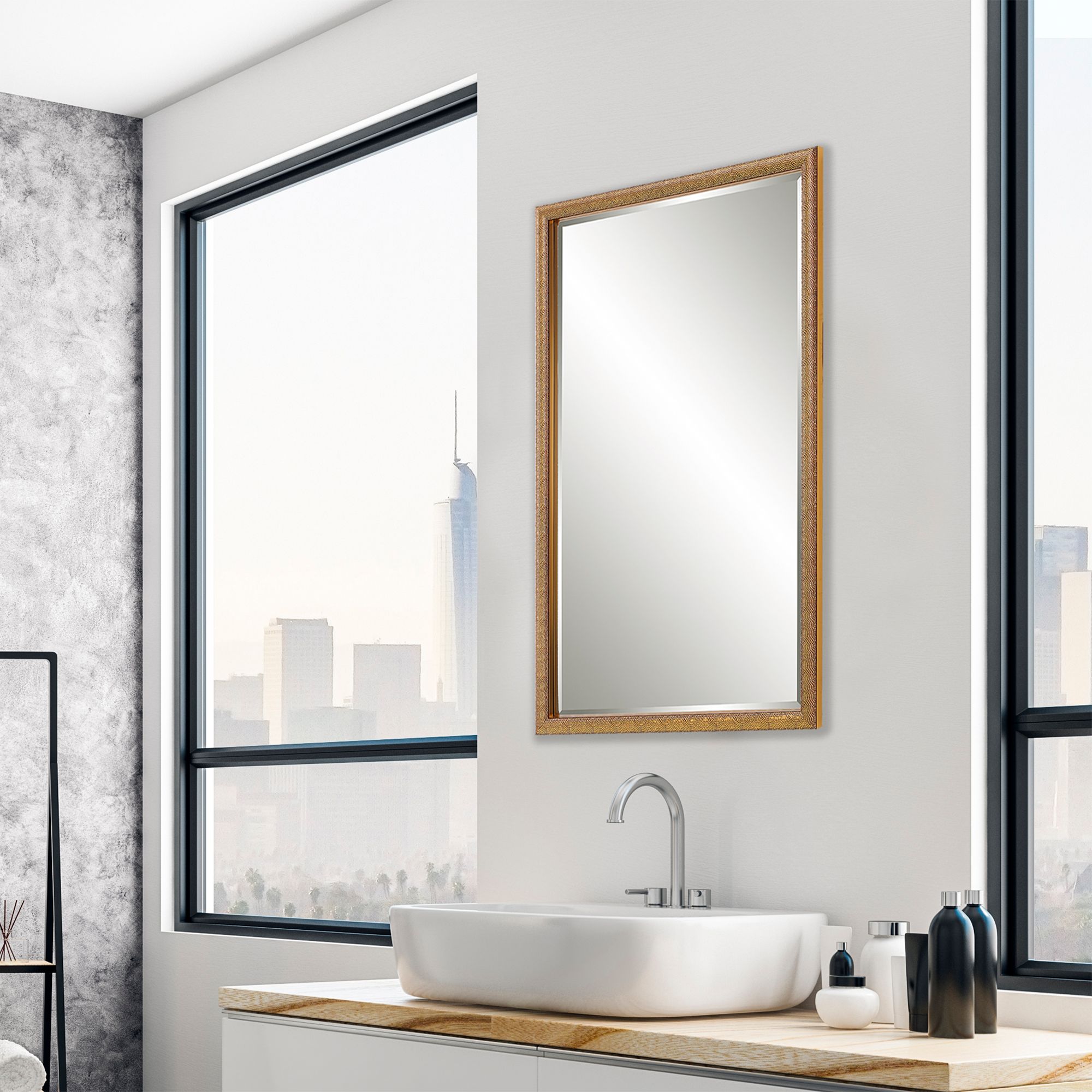 Image 3 Cinnabar Road Coloma 24" x 40" Textured Gold Wall Mirror more views