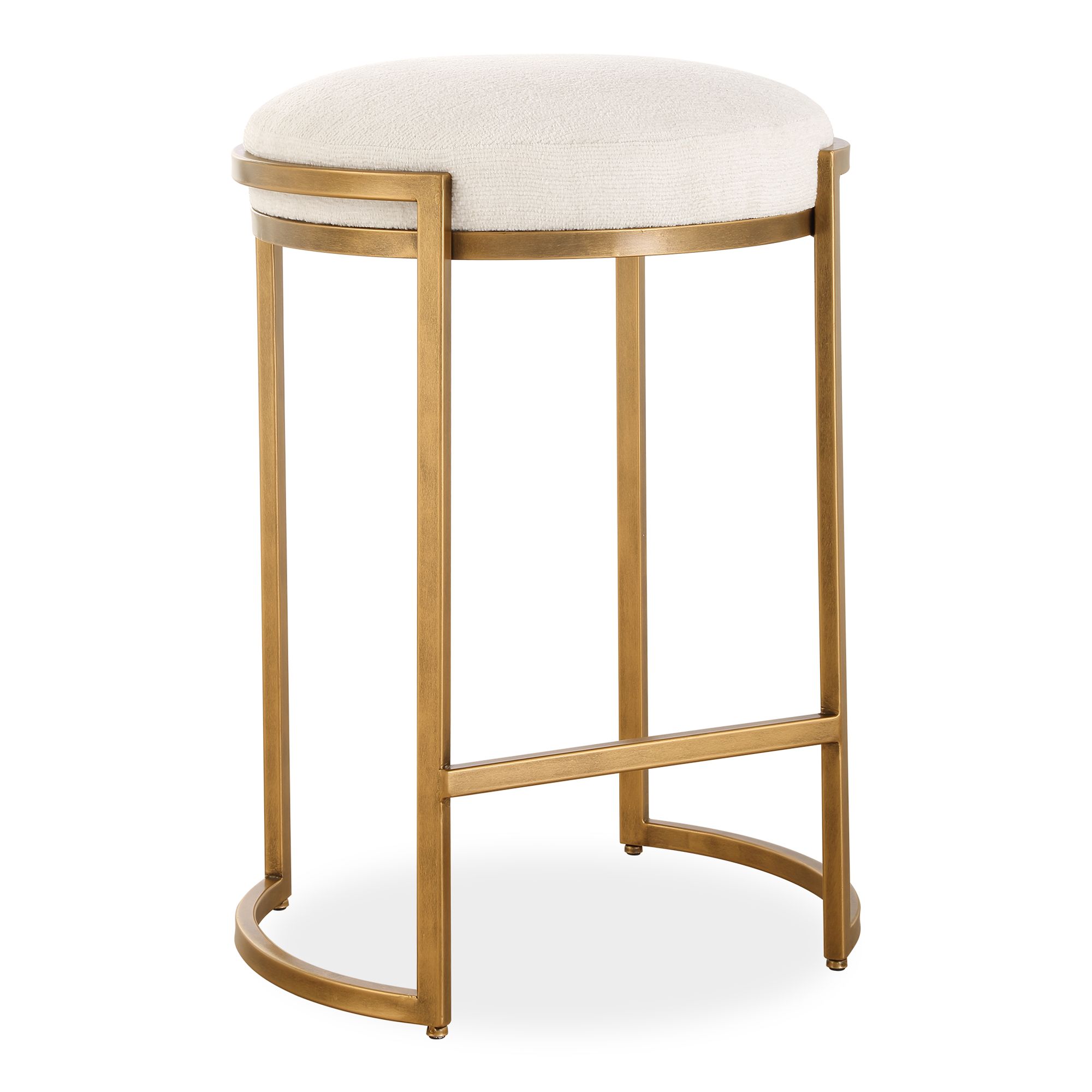 Cinnabar Road Connor 26" Light Cream and Brass Counter Stool