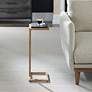 1_Cinnabar Road Dallas 10"W Gold and Black Marble Accent Table