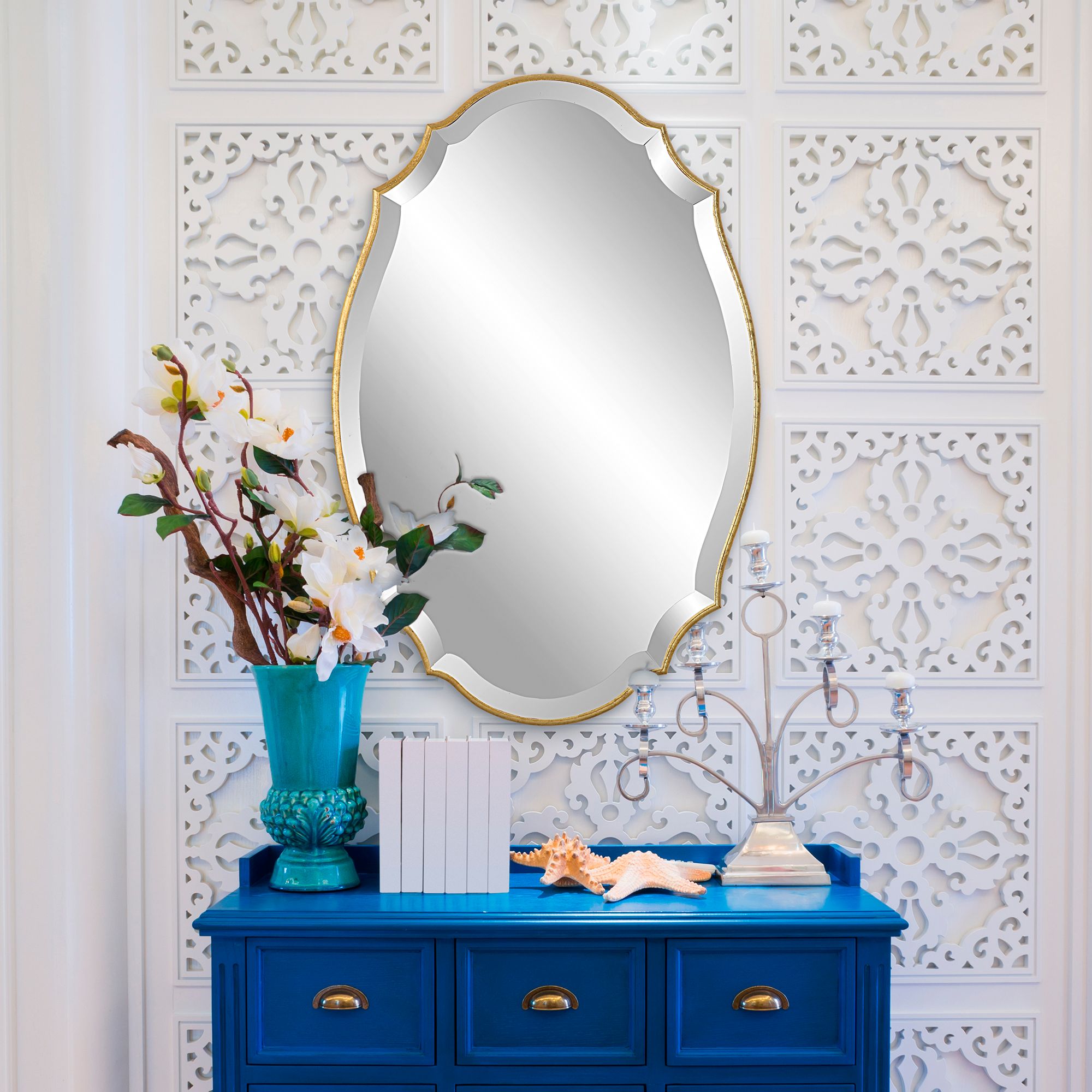 Image 4 Cinnabar Road Davis Metallic Gold Leaf 20" x 30" Wall Mirror more views