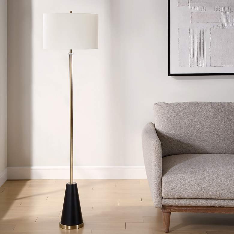 Image 3 Cinnabar Road Decatur Brass and Black Floor Lamp more views