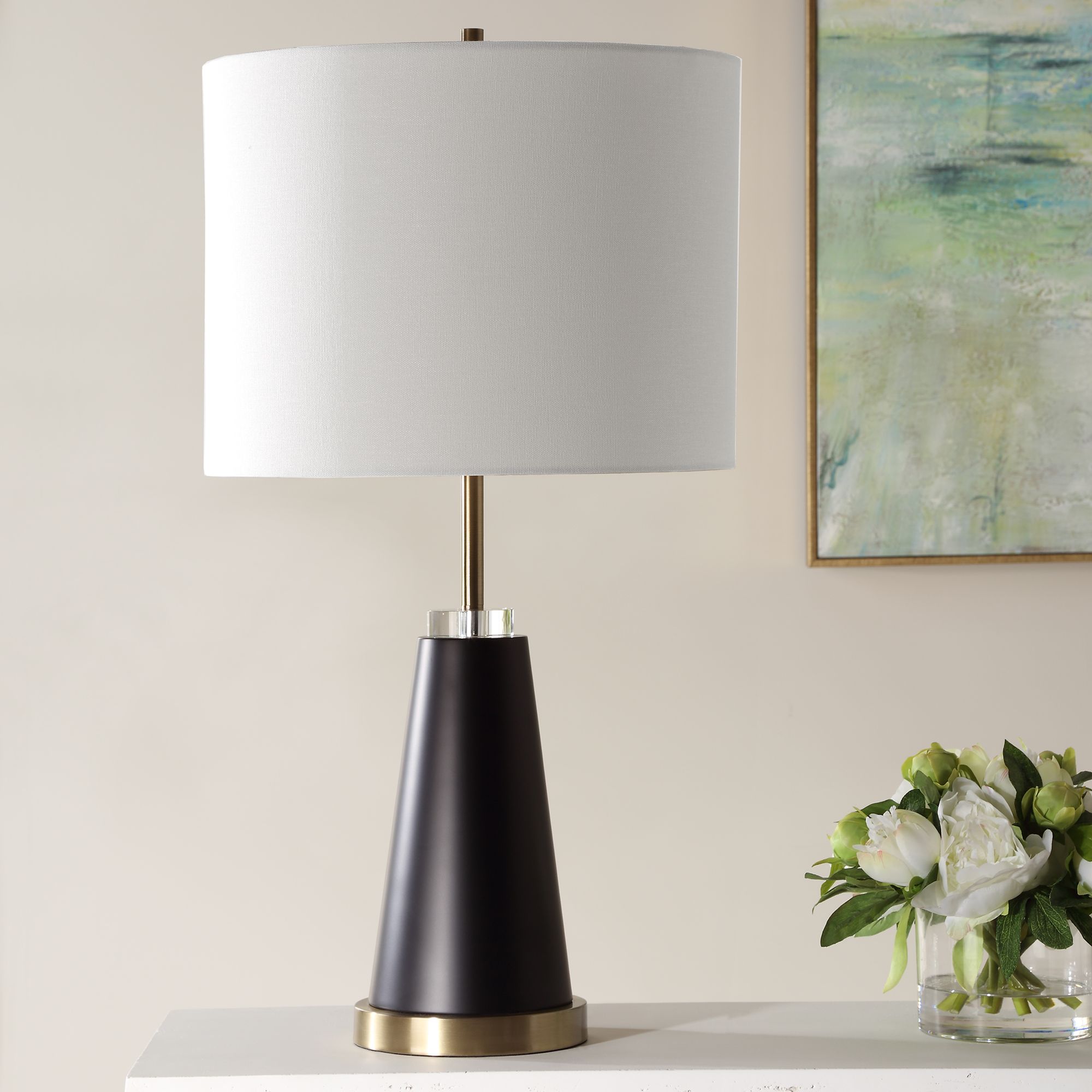 Image 3 Cinnabar Road Decatur Brass and Black Table Lamp more views