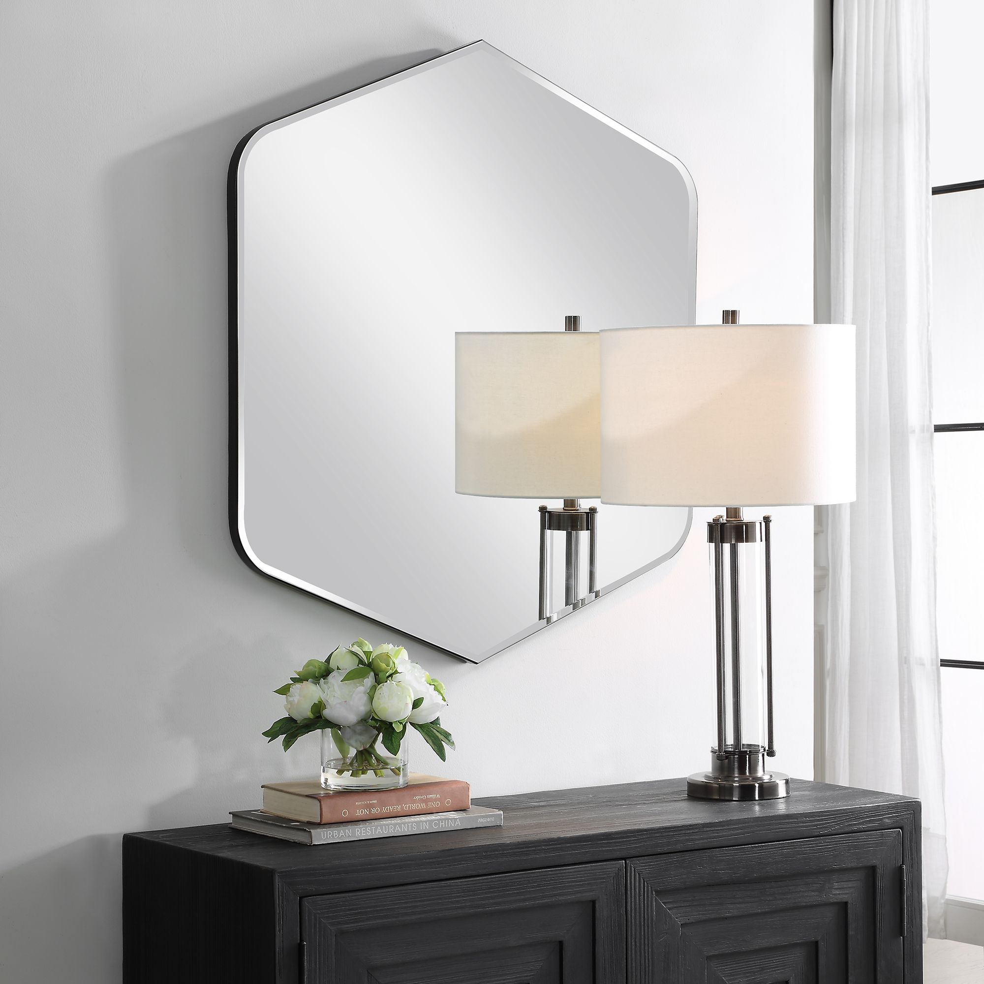 Thumbnail3 of Cinnabar Road Delphine Black 32" x 36" Diamond Wall Mirror more views