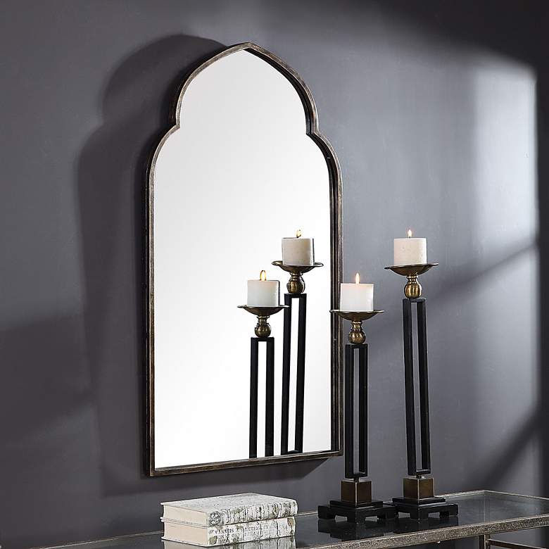 Image 4 Cinnabar Road Dova Dark Bronze 22" x 38" Arch Top Wall Mirror more views