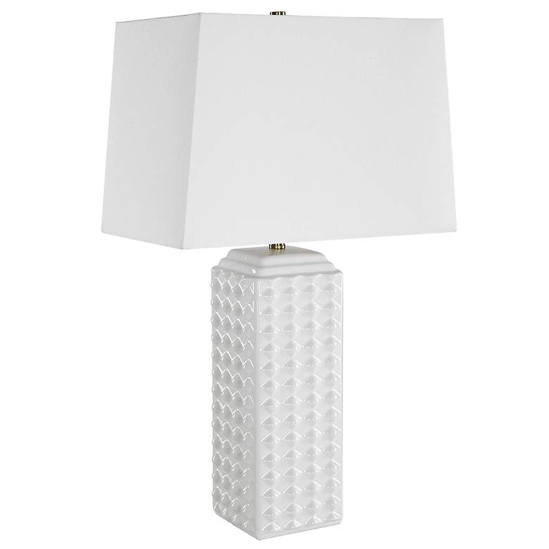 Image 2 Cinnabar Road Elsa Diamond Knob White Ceramic Table Lamp