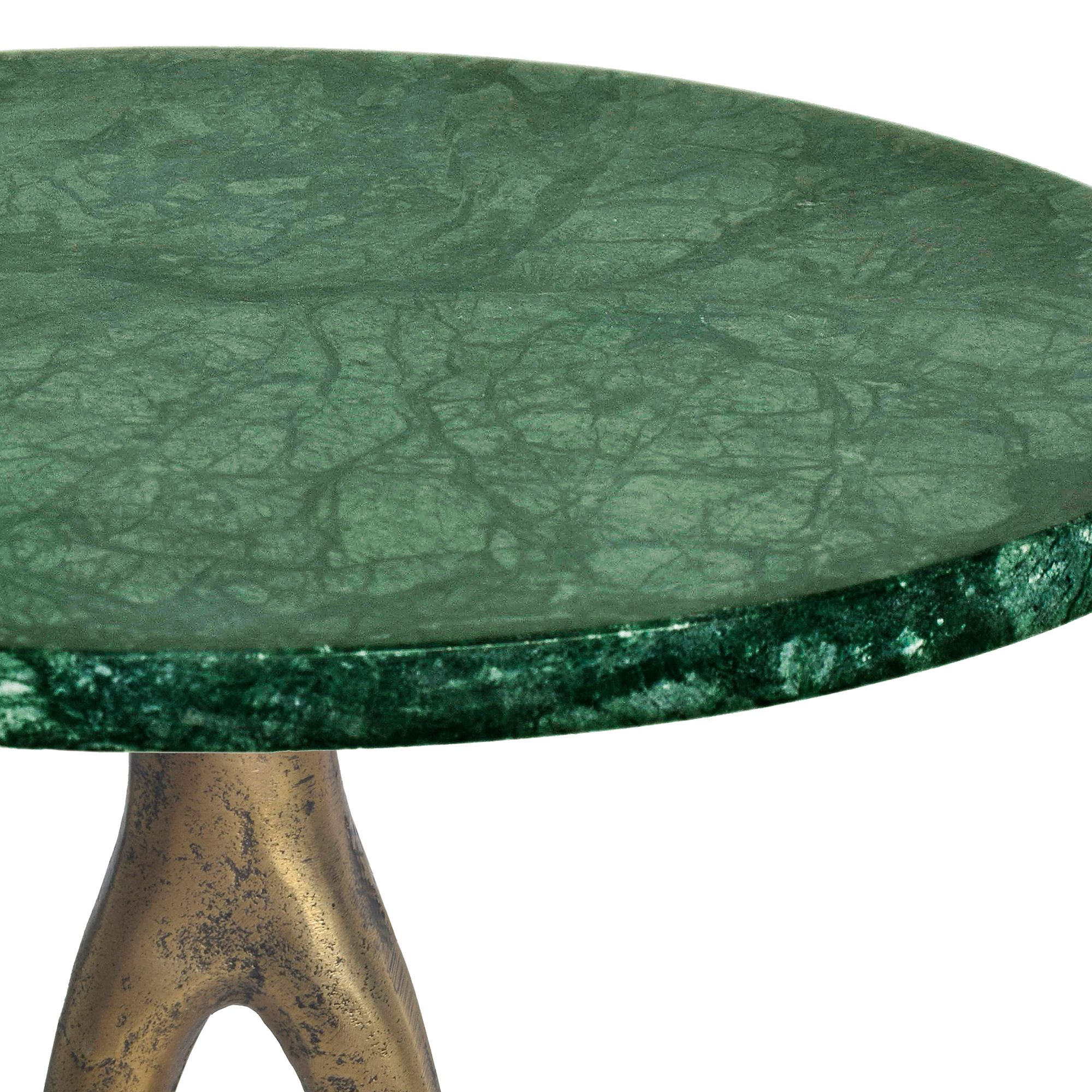 Image 3 Cinnabar Road Ennis 12"W Green Marble and Brass Accent Table more views