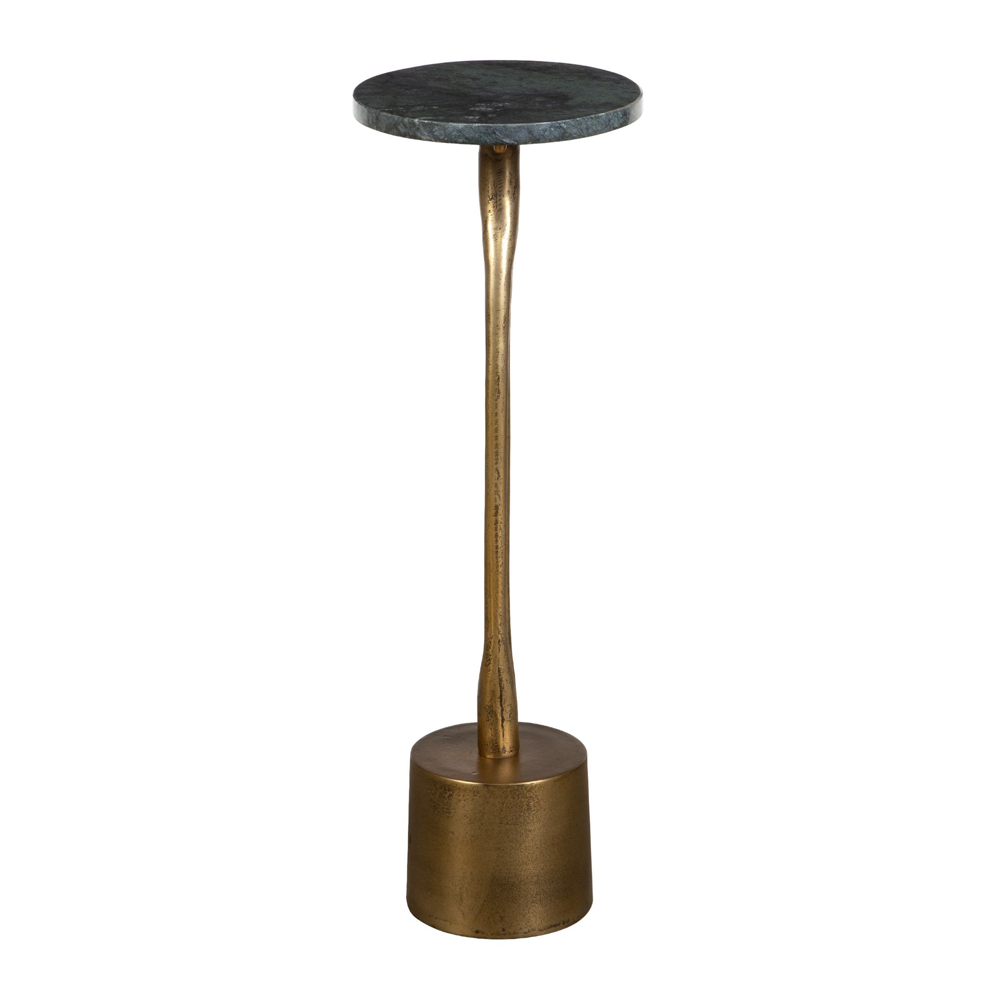 Image 5 Cinnabar Road Ennis 12"W Green Marble and Brass Accent Table more views