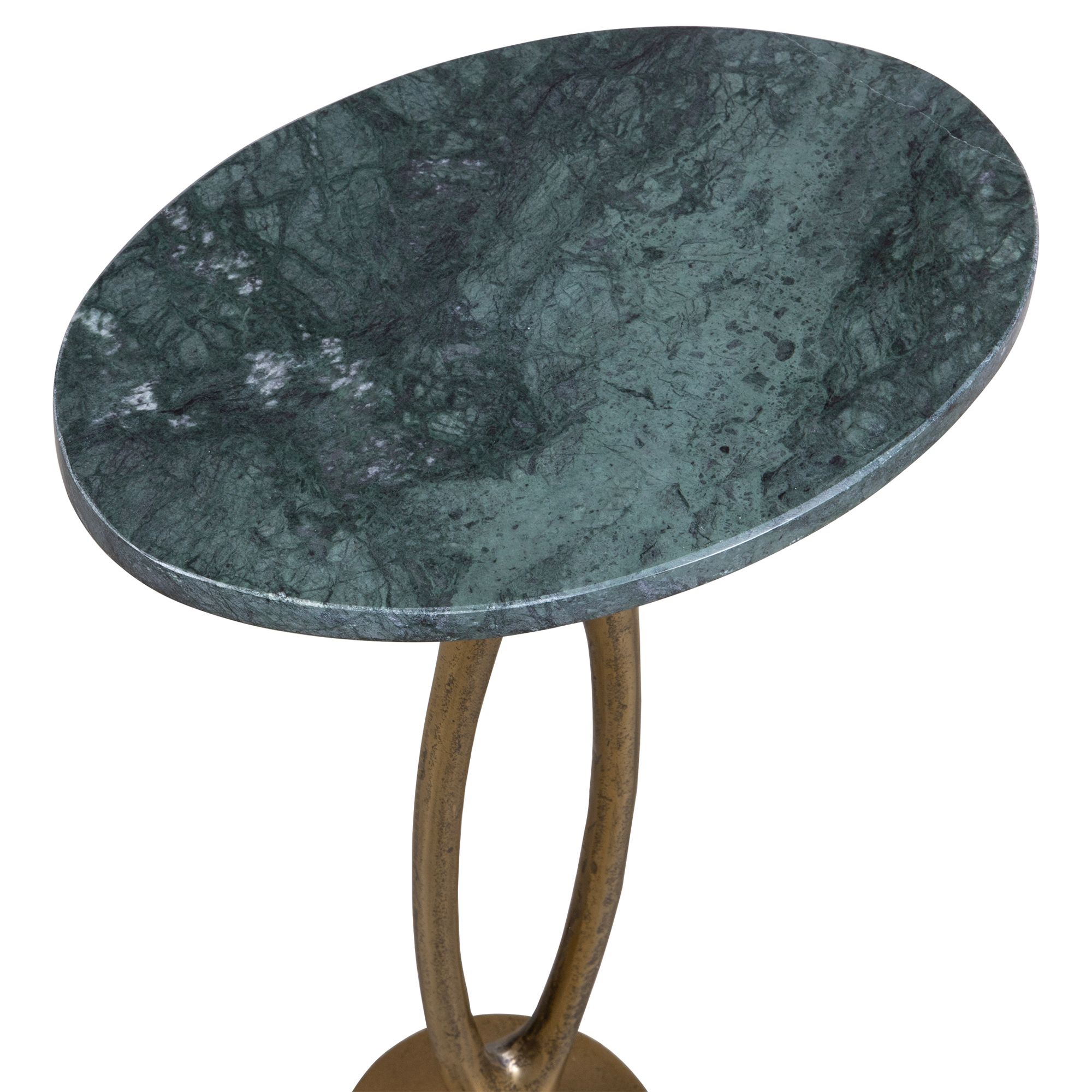 Image 6 Cinnabar Road Ennis 12"W Green Marble and Brass Accent Table more views