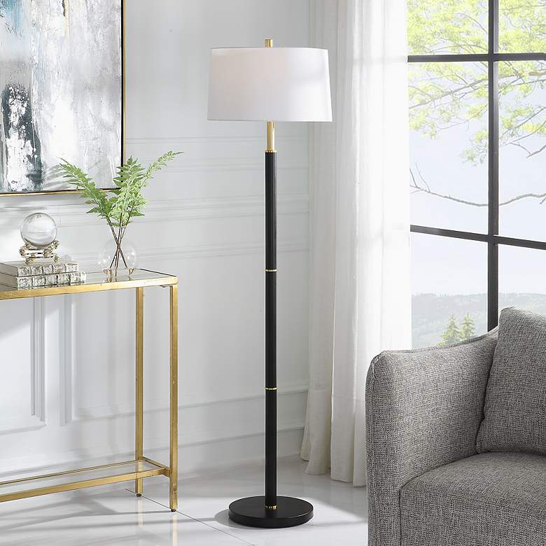 Image 1 Cinnabar Road Evere Black and Gold Metal Floor Lamp