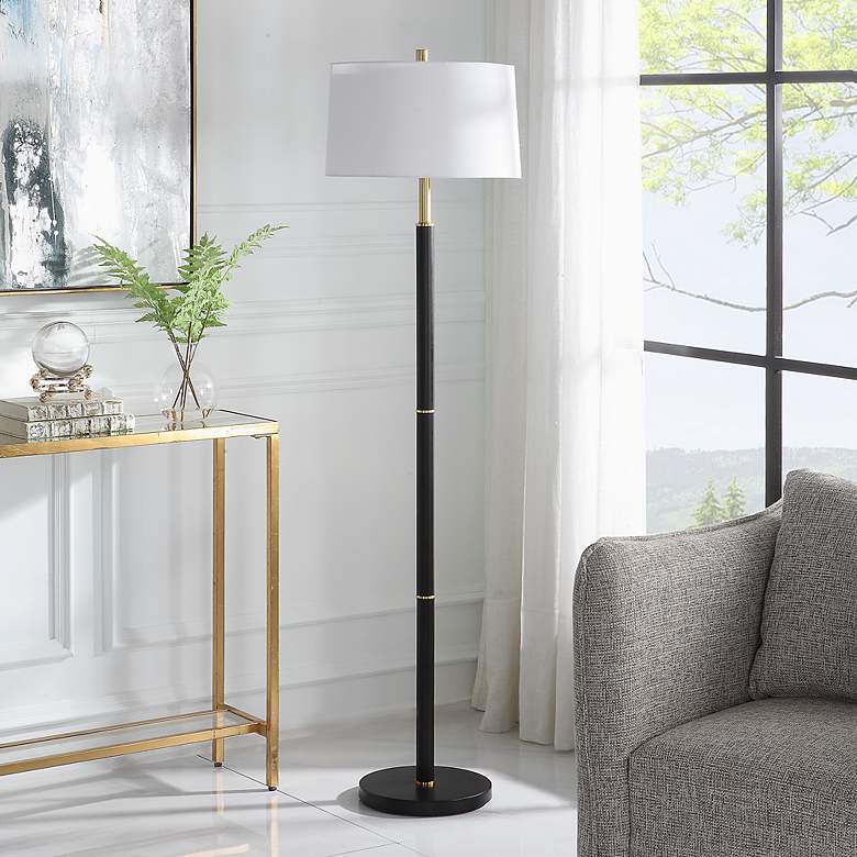 Image 3 Cinnabar Road Evere Black and Gold Metal Floor Lamp more views