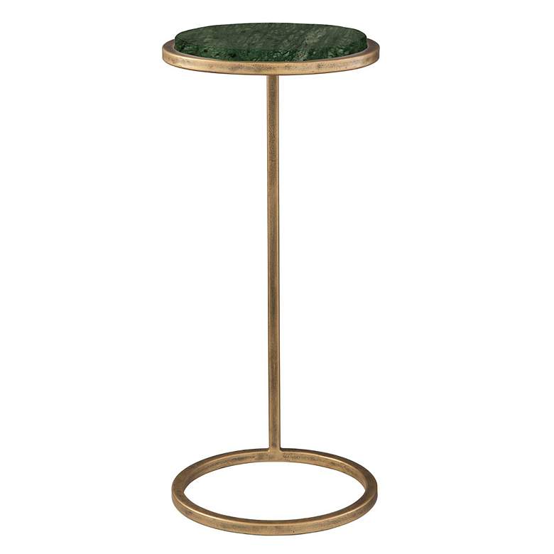 Image 4 Cinnabar Road Gaia 10 1/4"W Gold and Green Marble Accent Table more views
