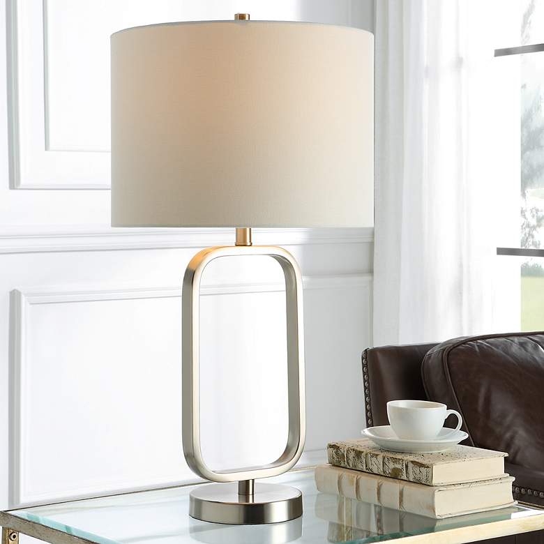 Image 1 Cinnabar Road Groves Brushed Nickel Rectangular Table Lamp