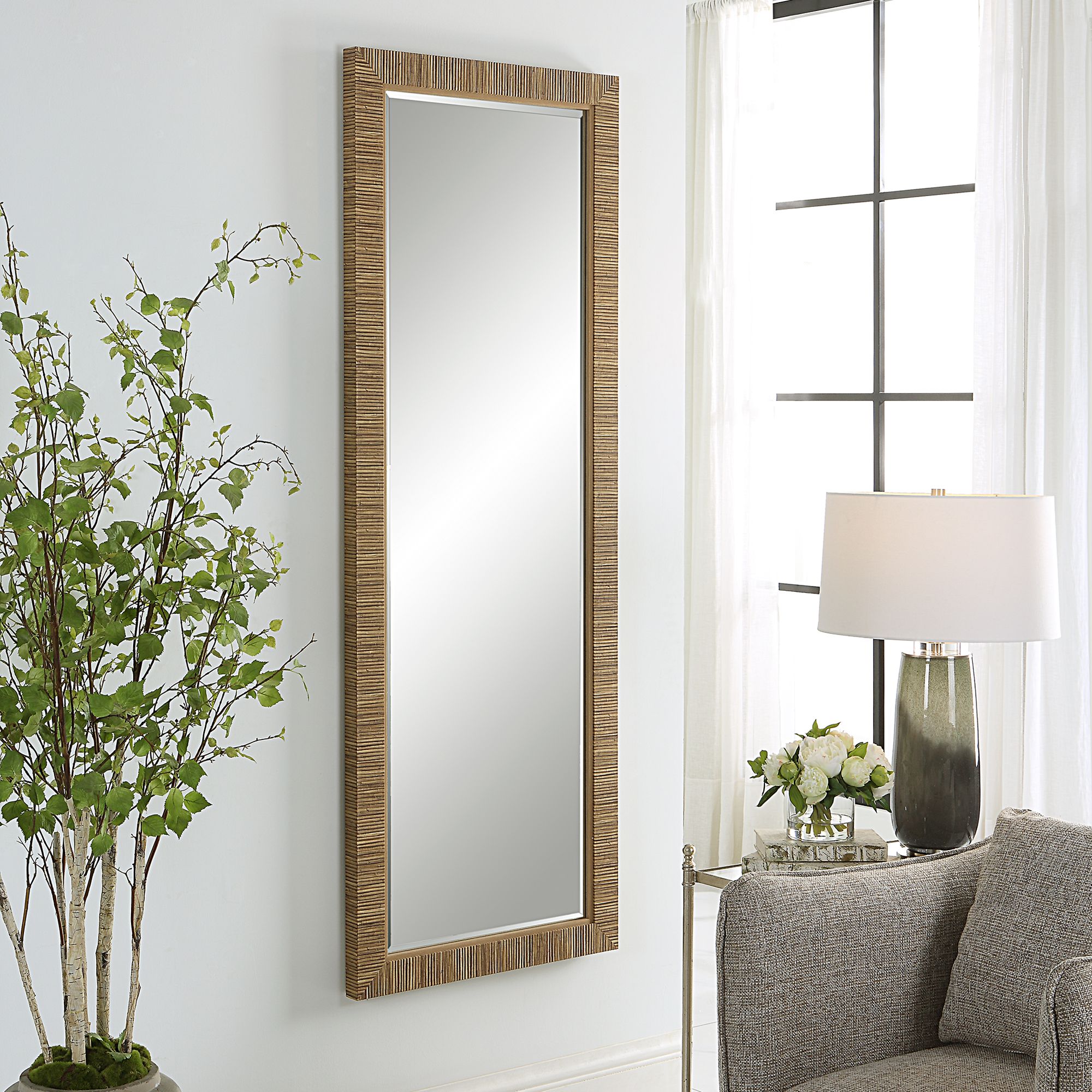 Image 4 Cinnabar Road Hazel 25" x 70" Natural Wrapped Wall/Floor Mirror more views