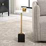 3_Cinnabar Road Isla 11"W Brass and Black Marble Martini Table more views