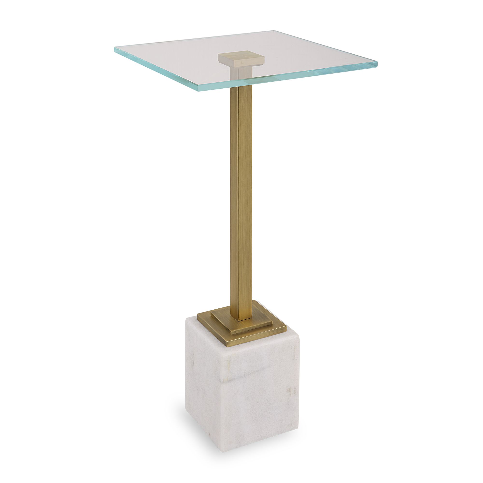 Cinnabar Road Isla 11"W Brass and White Marble Martini Table