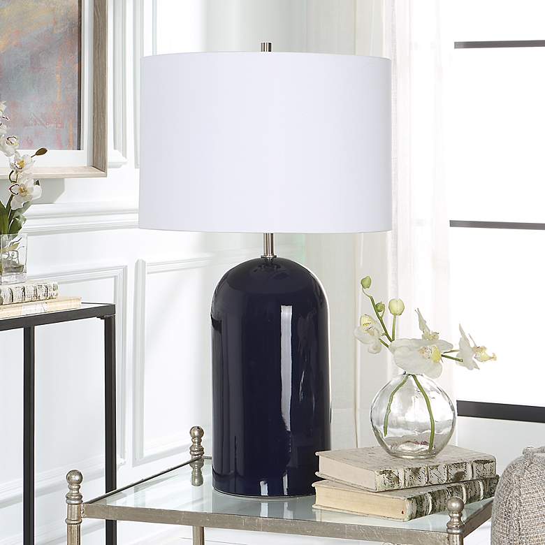 Image 3 Cinnabar Road Jasper Navy Blue Dome Table Lamp more views