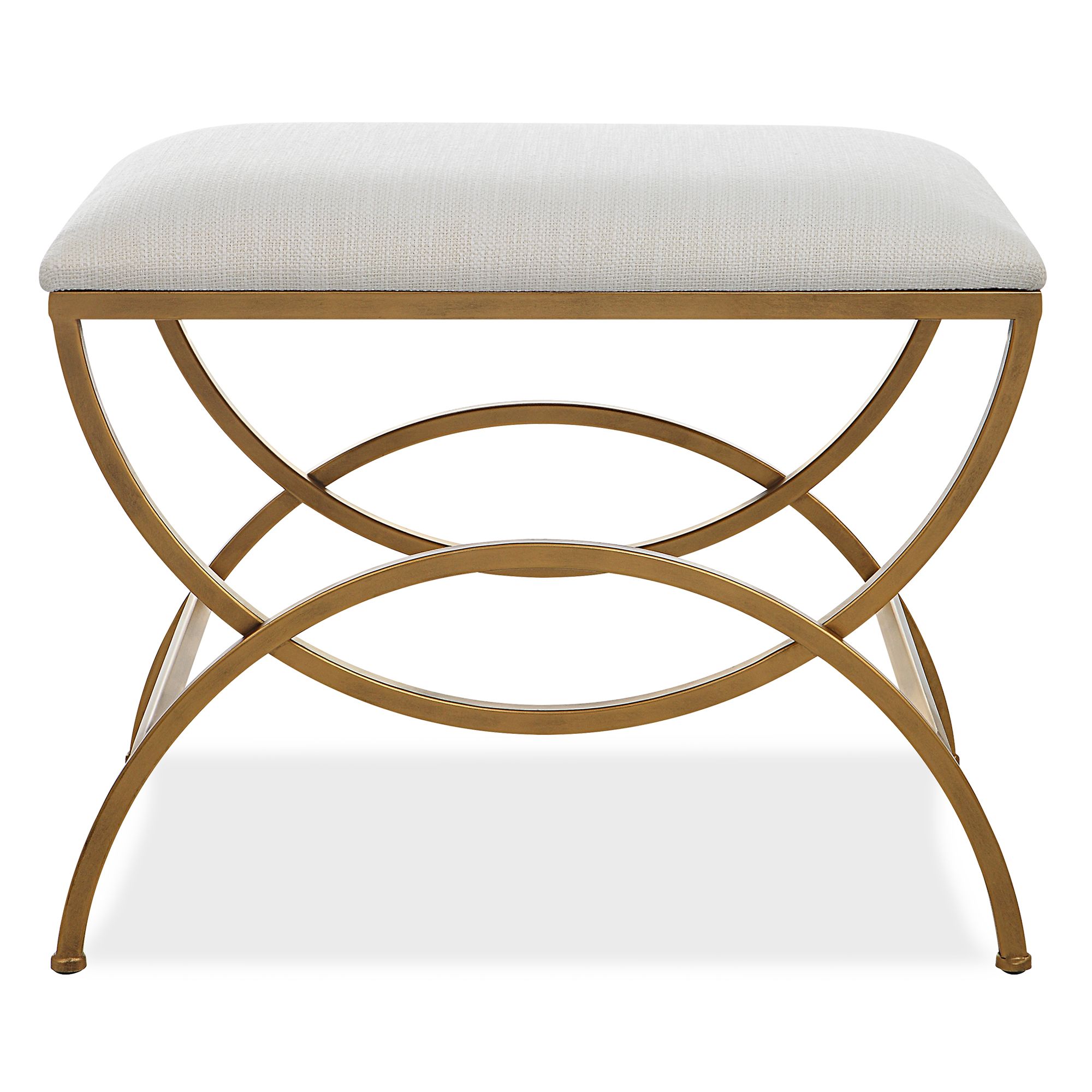 Image 2 Cinnabar Road Juneau 23 3/4"W Brushed Brass and White Bench